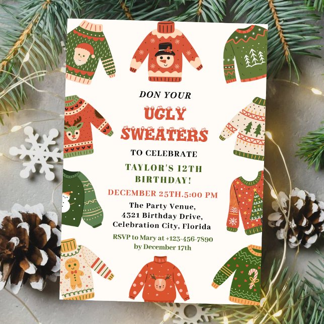 Ugly Sweater-Födelsedagsfest Inbjudningar (Skapare uppladdad)