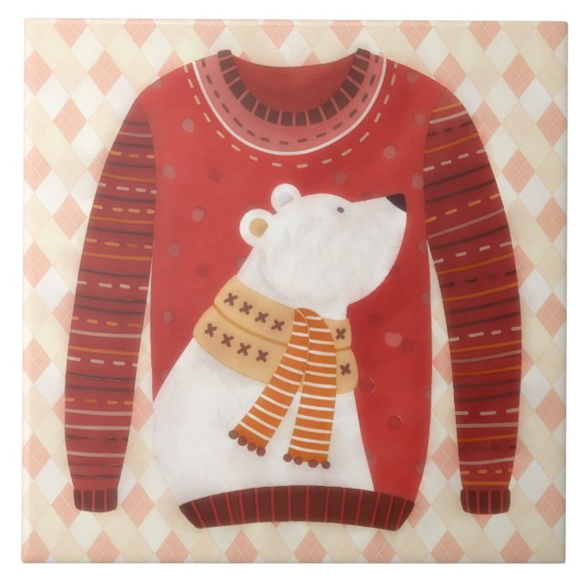 Ugly Sweater Fun Graphic Art Holiday Tile Kakelplatta (Framsidan)