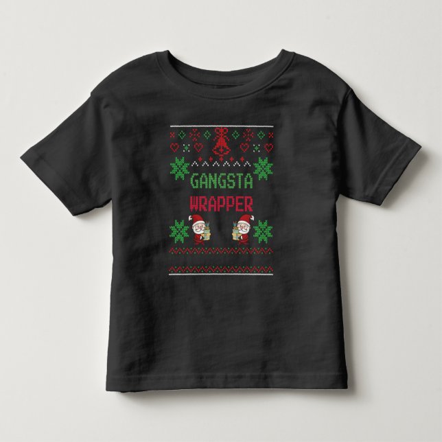 Ugly Sweater - Gangsta Wrapper - julgåva T Shirt (Framsida)