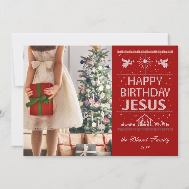 Ugly Sweater Grattis på födelsedagen Jesus Christi (Framsida)