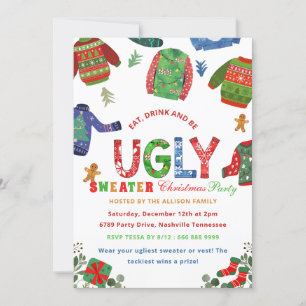 Ugly Sweater Helgdag-julfest-inbjudan Inbjudningar