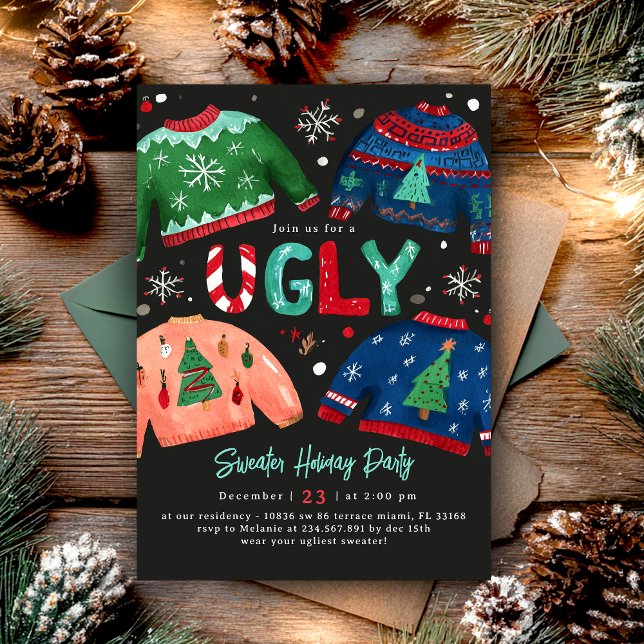 Ugly Sweater Holiday Party Invitation Inbjudningar (Skapare uppladdad)