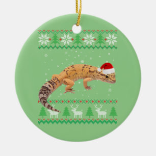 Ugly Sweater jul Animals Santa Leopard Gecko Julgransprydnad Keramik