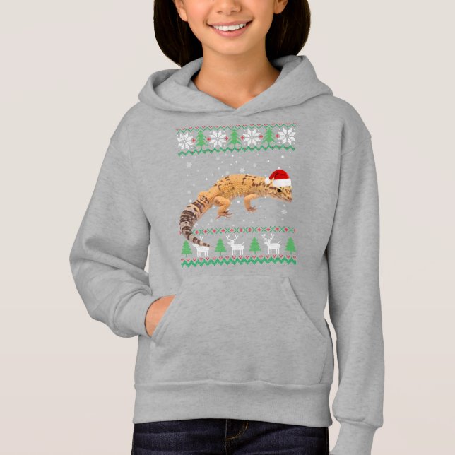 Ugly Sweater jul Animals Santa Leopard Gecko T Shirt (Framsida)