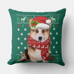 Ugly Sweater jul Corgi Hund Puppy Julafton Pajama Kudde