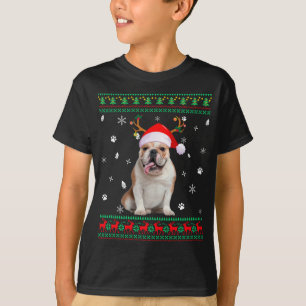 Ugly Sweater jul English Bulldog Hund Santa R T Shirt