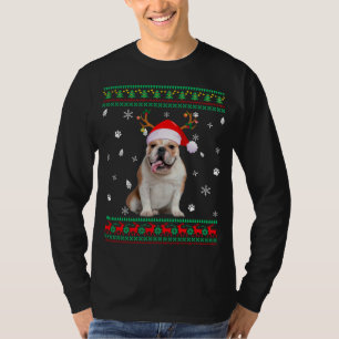 Ugly Sweater jul English Bulldog Hund Santa R T Shirt