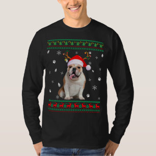 Ugly Sweater jul English Bulldog Hund Santa R T Shirt