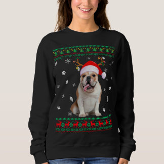 Ugly Sweater jul English Bulldog Hund Santa R T Shirt