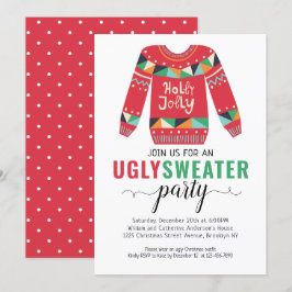 Ugly Sweater jul Holly Jolly Julfest Inbjudningar