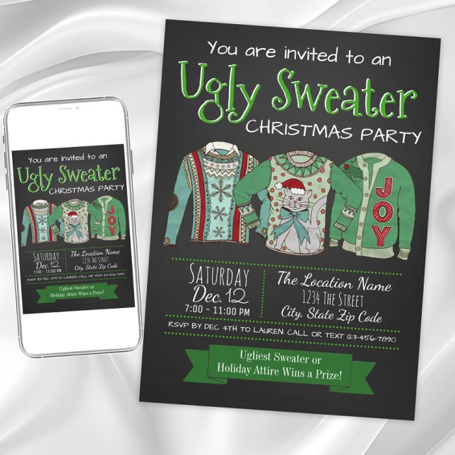 Ugly Sweater jul-inbjudan till Party-kalk Inbjudningar (Ugly sweater Christmas party invitation. Instant download and printed invitations available.)