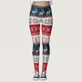 Ugly Sweater jul Knitting Mönster Reindeer Leggings
