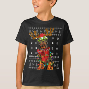 Ugly Sweater jul Ljus Rottweiler Hund Puppy T Shirt