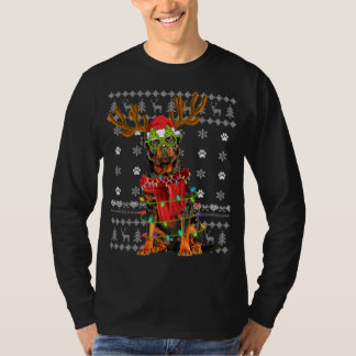 Ugly Sweater jul Ljus Rottweiler Hund Puppy T Shirt