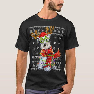 Ugly Sweater jul Ljus Schnauzer Hund Puppy T Shirt