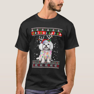 Ugly Sweater jul Maltesisk Hund Puppy Julafton Paj T Shirt
