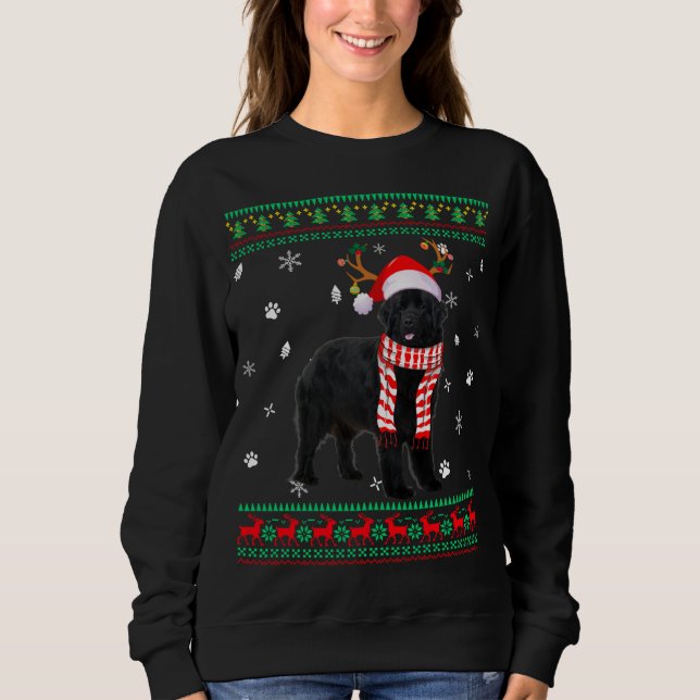 Ugly Sweater jul Newfoundland Hund Santa Rein T Shirt (Framsida)