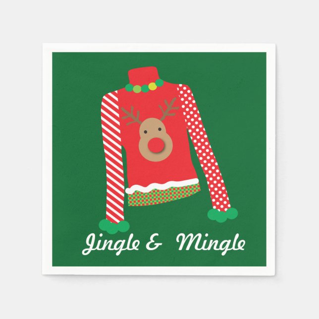 Ugly Sweater jul Party Napkins (Grönt) Pappersservett (Framsidan)