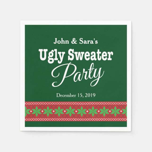 Ugly Sweater jul Party, Personlig Pappersservett (Framsidan)