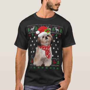 Ugly Sweater jul Shih Tzu Hund Puppy Julafton Paj T Shirt