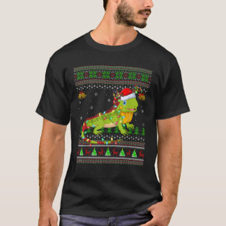 Ugly Sweater Julafton Ljus Santa Hat Lizard Christ T Shirt