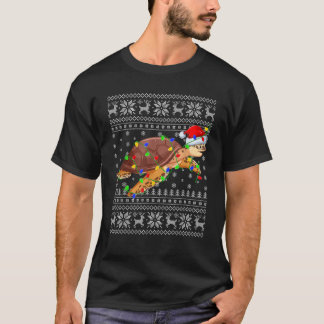 Ugly Sweater Julafton Ljus Santa Hat Turtle Christ T Shirt