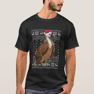 Ugly Sweater Julafton Ljus Santa Hat Vculture Bird T Shirt