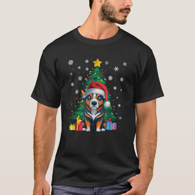 Ugly Sweater Julafton Träd Light Australian Cattle T Shirt (Framsida)