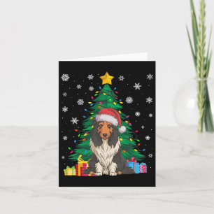 Ugly Sweater Julafton Träd Ljus Beared Collie Hund Kort
