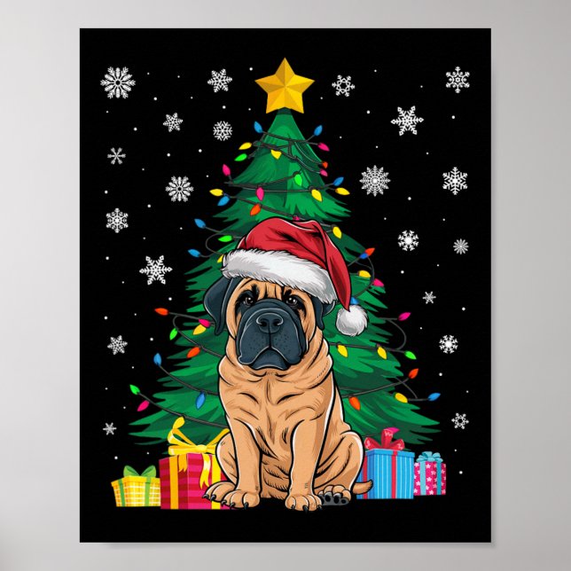 Ugly Sweater Julafton Träd Ljus Engelska Mastiff H Poster (Framsidan)