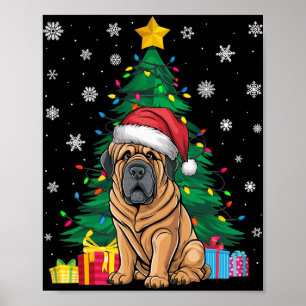 Ugly Sweater Julafton Träd Ljus Tibetan Mastiff Hu Poster