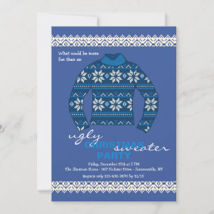 Ugly Sweater Julfest bjudande in i Blue Inbjudningar
