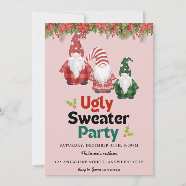 Ugly Sweater-julfest-inbjudan Inbjudningar (Framsida)