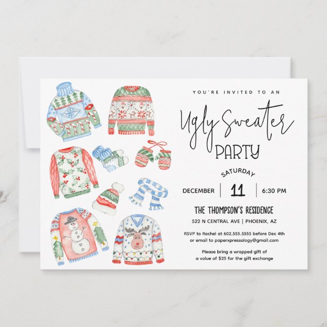 Ugly Sweater-julfest-inbjudan Inbjudningar (Framsida)