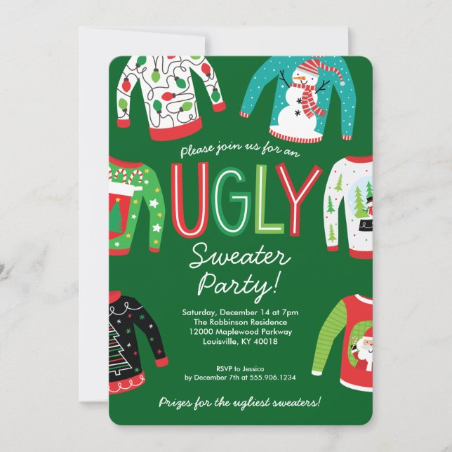 Ugly Sweater-julfest-inbjudan Inbjudningar (Framsida)