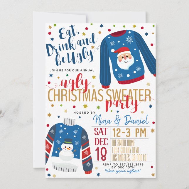 Ugly Sweater-julfest-inbjudan Inbjudningar (Framsida)