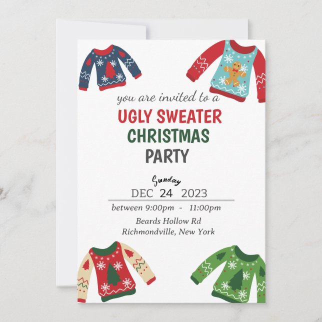 Ugly Sweater-julfest-inbjudan Inbjudningar (Framsida)