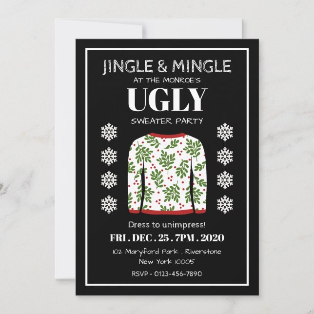 Ugly Sweater-julfest-inbjudan Meddelande (Framsida)