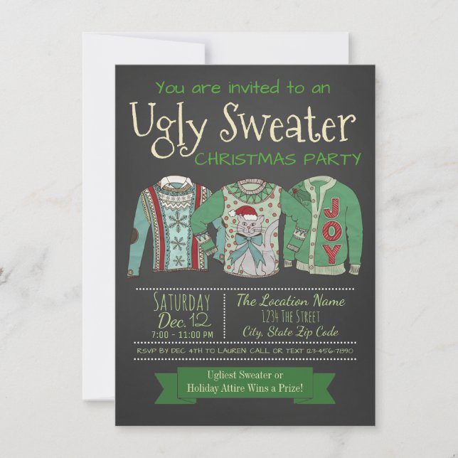 Ugly Sweater Julfest Inbjudan Tavla (Framsida)
