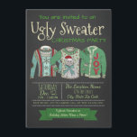 Ugly Sweater Julfest Inbjudan Tavla<br><div class="desc">Vämt svettig julfest med tre fula svettare på en krita. Du kan enkelt anpassa de här roligtarnas fula välkomstinbjudningar till julfesten för ditt evenemang genom att lägga till dina uppgifter.</div>