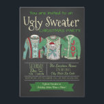 Ugly Sweater Julfest Inbjudan Tavla<br><div class="desc">Vämt svettig julfest med tre fula svettare på en krita. Du kan enkelt anpassa de här roligtarnas fula välkomstinbjudningar till julfesten för ditt evenemang genom att lägga till dina uppgifter.</div>