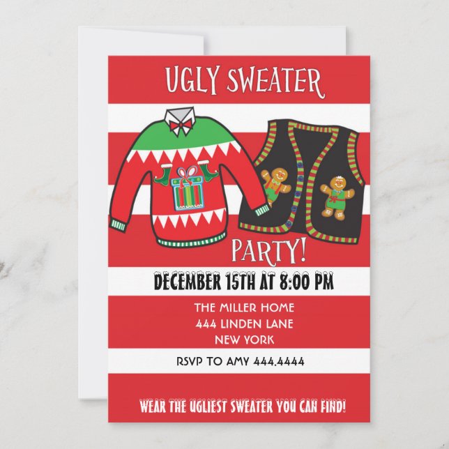 Ugly Sweater-julfest Inbjudningar (Framsida)