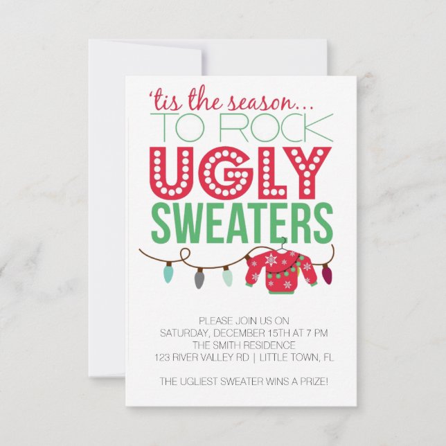 Ugly Sweater Julfest Inbjudningar (Framsida)