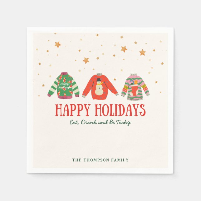 Ugly Sweater, Julfest Napkins Pappersservett (Framsidan)