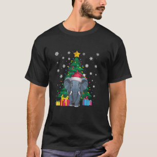 Ugly Sweater Julgran Ljus Elephant Santa T Shirt