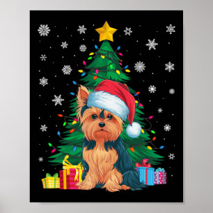 Ugly Sweater Julgran Ljus Yorkie Hund Sant Poster