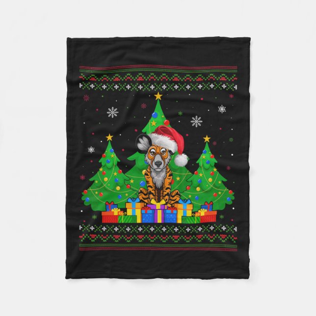 Ugly Sweater Julgran Santa Hat African Vild Fleecefilt (Framsidan)