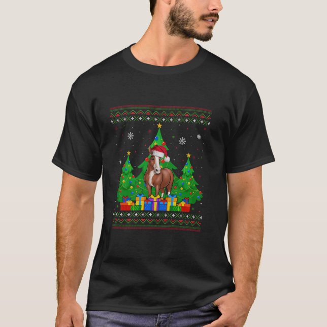 Ugly Sweater Julgran Santa Hat Mule Julafton T Shirt (Framsida)