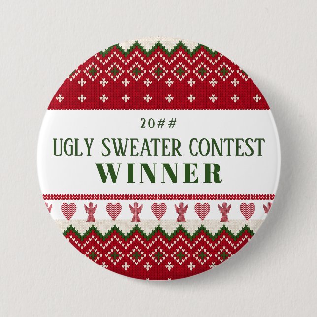 Ugly Sweater Knitten Hygge Änglar Hearts jul Knapp (Framsida)