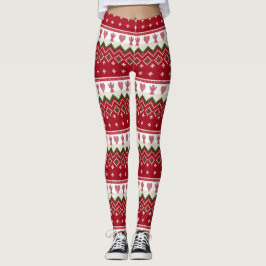 Ugly Sweater Knitten Hygge Änglar Hearts jul Leggings